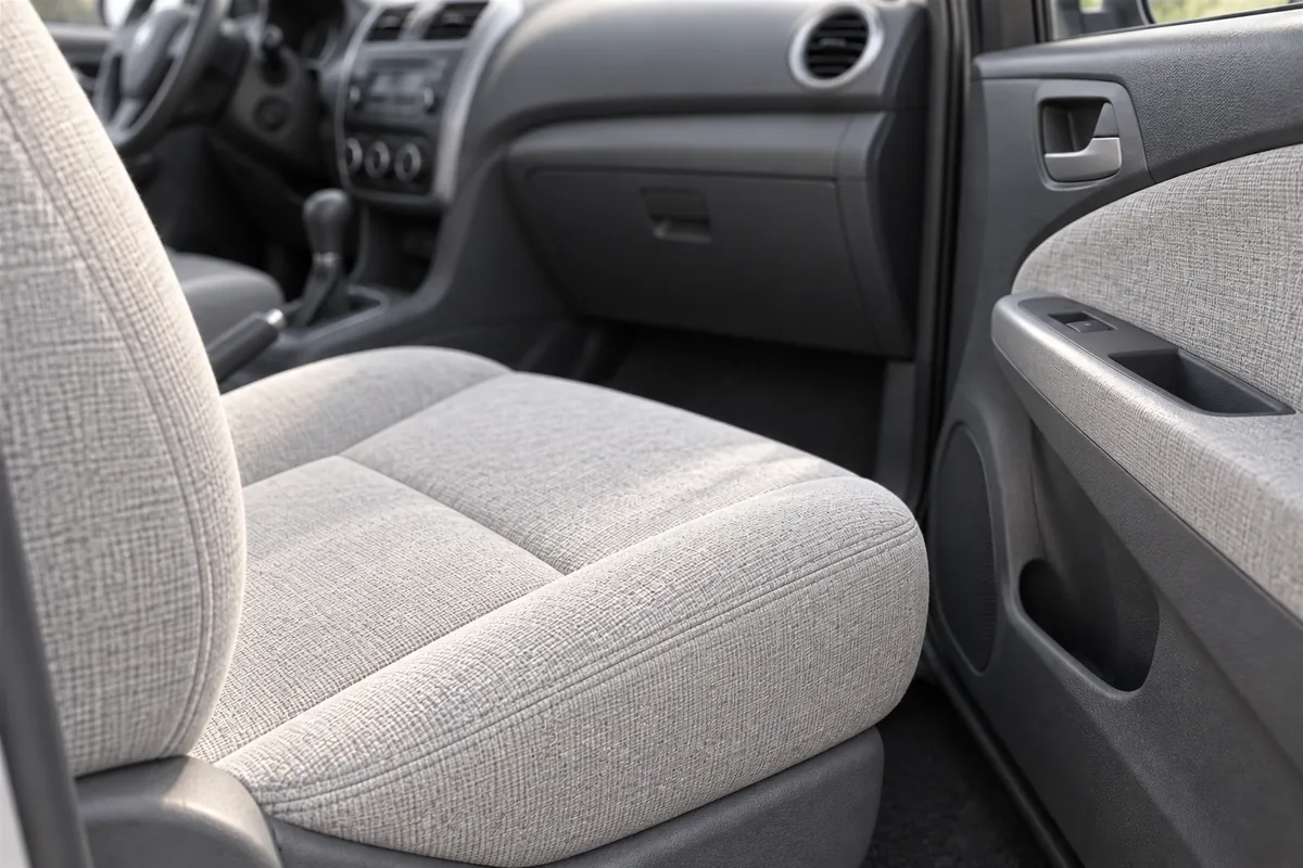 Interior de auto con asientos de tela limpios